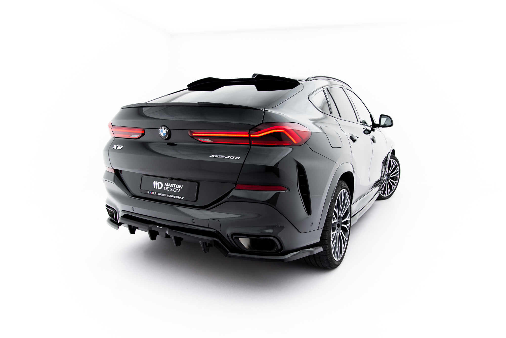 Задний сплиттер (с вертикальными планками) V.1 BMW X6 M-Pack G06 Facelift MAXTON DESIGN BM-X6-G06F-MPACK-RD1G+RD3G